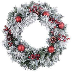 XS-Stock.com Ltd Snow Flocked Christmas Wreath With Red Berries Baubles 60cm XS-Stock.com Ltd Snow Flocked Christmas Wreath With Red Berries Baubles 60cm