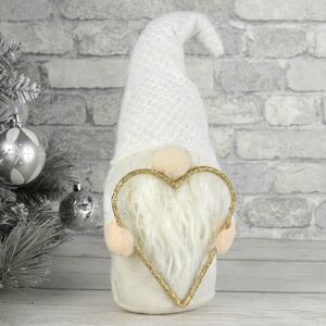 XS-Stock.com Ltd White Christmas Gonk With Gold Heart Decoration 36cm XS-Stock.com Ltd White Christmas Gonk With Gold Heart Decoration 36cm