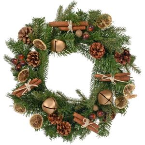 XS-Stock.com Ltd Woodland Christmas Wreath Gold Bells Orange Cinnamon 40cm XS-Stock.com Ltd Woodland Christmas Wreath Gold Bells Orange Cinnamon 40cm