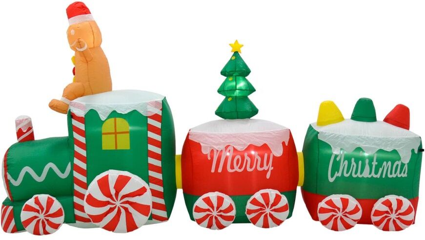 XS-Stock.com Ltd 10ft Inflatable Gingerbread Man Train LED Christmas Decoration