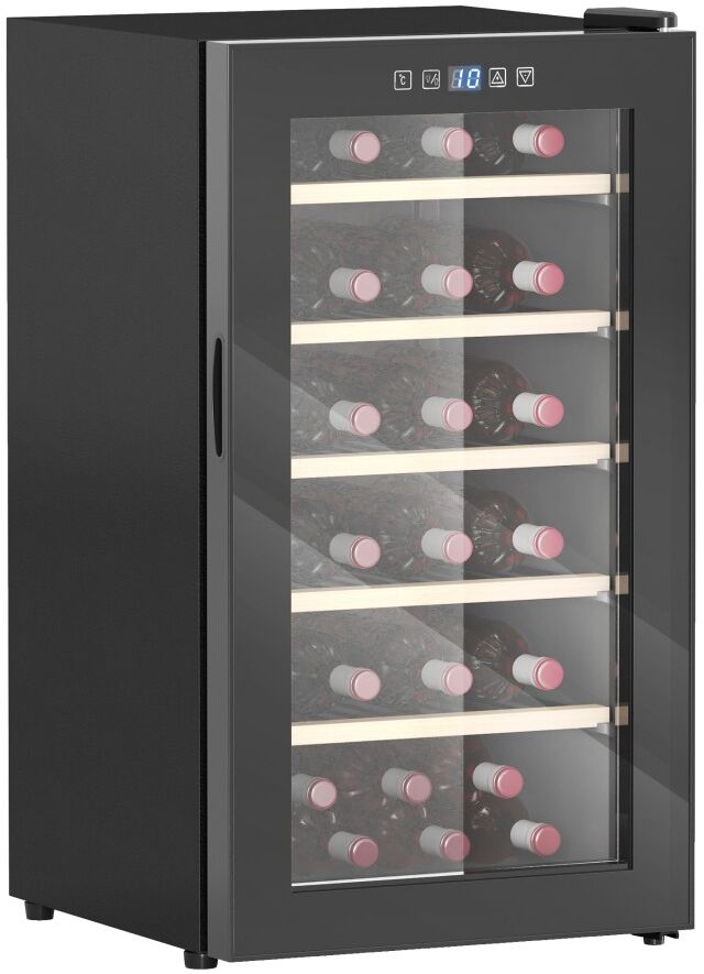 MHSTAR UK LTD HOMCOM 41 Bottle Wine Fridge, 91 Litre Capacity, 45cm Wine Cooler Fridge with Glass Door, LED Light, Digital Touch Screen, Temperature Control, Freest