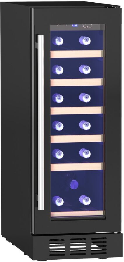 MHSTAR UK LTD HOMCOM Freestanding and Built-in Wine Fridge, 19 Bottle, 56L, 29.5cm Slimline Compressor Wine Cooler Fridge with Glass Door, LED Light, Digital Touch