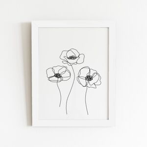 WRT Ltd Monochrome Line Drawn Poppies Art Prints - 12" x 16" - No frame WRT Ltd Monochrome Line Drawn Poppies Art Prints - 12" x 16" - No frame