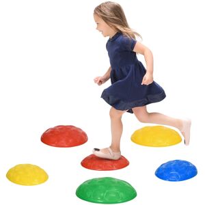 MHSTAR UK LTD ZONEKIZ Stepping Stones Kids, 6PCs Balance River Stones with Non-Slip Mats, Indoor Outdoor Sensory Toys, Obstacle Course for Ages 3-8 Years, Stackable