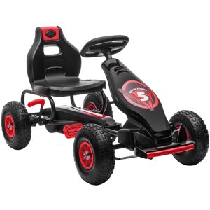 MHSTAR UK LTD HOMCOM Children Pedal Go Kart, Raving Go Kart with Adjustable Seat, Inflatable Tyres, Shock Aborb, Handbrake, for Ages 5-12 Years - Red