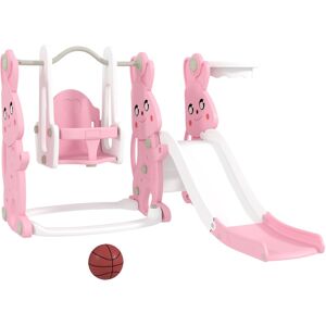 MHSTAR UK LTD AIYAPLAY Toddler Slide and Swing Set 4 in 1 with Climber, Basketball Hoop, Kids Slide for Age 1.5-4, Children Activity Centre Playground for Indoor Ou