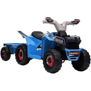 MHSTAR UK LTD HOMCOM Electric Quad Bike, 6V Kids Ride On ATV with Back Trailer, Wear-resistant Wheels, for Ages 18-36 Months - Blue