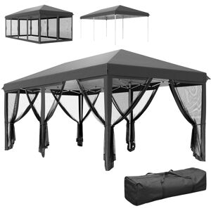 MHSTAR UK LTD Outsunny 3 x 6m Pop Up Gazebo, Outdoor Canopy Shelter, Marquee Party Wedding Tent with 6 Mesh Walls and Carry Bag, Black