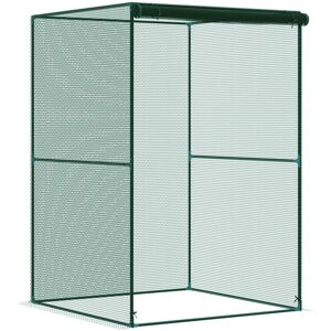 MHSTAR UK LTD Outsunny Fruit Cage Bird Netting, Vegetable Plant Protection Tent with Zipped Door, Anti Bird, Insects, Small Animals, 1.2 x 1.2 x 1.8m, Dark Green