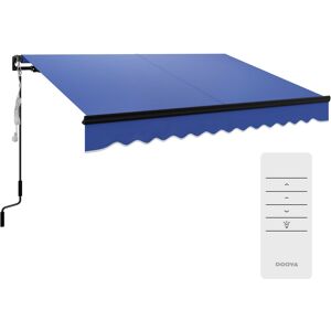 MHSTAR UK LTD Outsunny 3 x 2.5m Electric Awning with LED Light and Remote Controller, Aluminium Frame DIY Retractable Awning, UV50+ Sun Shade Canopy for Garden Pati