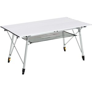 MHSTAR UK LTD 4FT Folding Aluminium Picnic Table Portable Camping BBQ Table Roll Up Top Mesh Layer Rack with Carrying Bag Outsunny