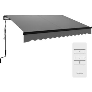 MHSTAR UK LTD Outsunny 3 x 2.5m Electric Awning with LED Light and Remote Controller, Aluminium Frame DIY Retractable Awning, UV50+ Sun Shade Canopy for Garden Pati