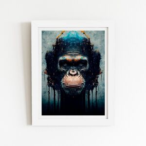 WRT Ltd Gorilla Face Splashart Art Prints - 8" x 10" - White frame WRT Ltd Gorilla Face Splashart Art Prints - 8" x 10" - White frame