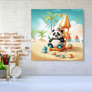 WRT Ltd Panda On A Beach Holiday Canvas - Large 30" x 30" WRT Ltd Panda On A Beach Holiday Canvas - Large 30" x 30"
