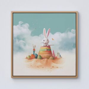 WRT Ltd White Rabbit On A Beach Holiday Framed Canvas - 10" x 10" - Pine WRT Ltd White Rabbit On A Beach Holiday Framed Canvas - 10" x 10" - Pine
