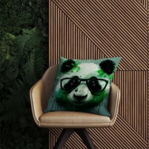 WRT Ltd Panda With Glasses, Green Splashart Outdoor Cushion - 60cm x 60cm WRT Ltd Panda With Glasses, Green Splashart Outdoor Cushion - 60cm x 60cm