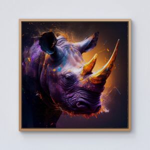 WRT Ltd Golden Rhino Face Splashart Framed Canvas - 10" x 10" - Pine WRT Ltd Golden Rhino Face Splashart Framed Canvas - 10" x 10" - Pine