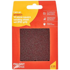 XS-Stock.com Ltd Amtech 10 Piece Square Sanding Sheet Set - P60 Grit XS-Stock.com Ltd Amtech 10 Piece Square Sanding Sheet Set - P60 Grit