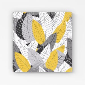 WRT Ltd Yellow Grey Feather Leaves Canvas - Extra Large 40" x 40" WRT Ltd Yellow Grey Feather Leaves Canvas - Extra Large 40" x 40"