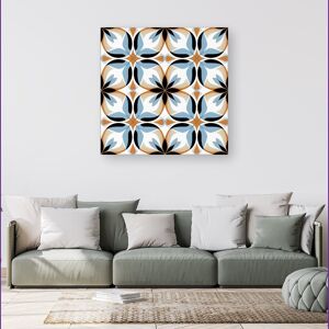 WRT Ltd White Brown and Blue Geometric Pattern Canvas - Small 10" x 10" WRT Ltd White Brown and Blue Geometric Pattern Canvas - Small 10" x 10"