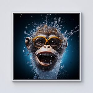 WRT Ltd Splashart Cheeky Chimp Face Framed Canvas - 10" x 10" - White WRT Ltd Splashart Cheeky Chimp Face Framed Canvas - 10" x 10" - White