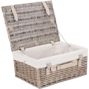 Red Hamper 41cm Antique Wash Wicker Picnic Basket with Cotton Lining - White Red Hamper 41cm Antique Wash Wicker Picnic Basket with Cotton Lining - White