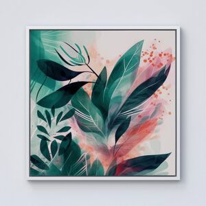 WRT Ltd Green Feather leaves Tropical Framed Canvas - 10" x 10" - White WRT Ltd Green Feather leaves Tropical Framed Canvas - 10" x 10" - White