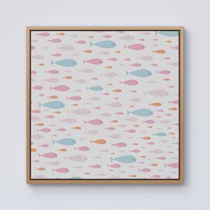 WRT Ltd Hand Drawn Swimming Fish Framed Canvas - 10" x 10" - Pine WRT Ltd Hand Drawn Swimming Fish Framed Canvas - 10" x 10" - Pine