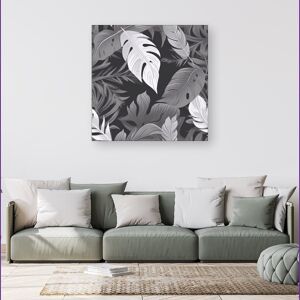 WRT Ltd Black White Tropical Leaves Canvas - Small 10" x 10" WRT Ltd Black White Tropical Leaves Canvas - Small 10" x 10"