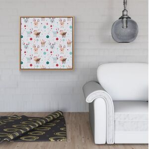 WRT Ltd Happy Reindeer With Christmas Lights Framed Canvas - 30" x 30" - White WRT Ltd Happy Reindeer With Christmas Lights Framed Canvas - 30" x 30" - White