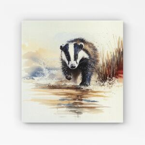 WRT Ltd Wading Badger Watercolour Canvas - Extra Large 40" x 40" WRT Ltd Wading Badger Watercolour Canvas - Extra Large 40" x 40"