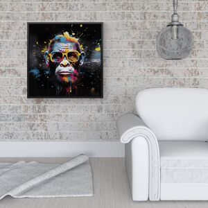 WRT Ltd Coloured Splashart Monkey Face Framed Canvas - 16" x 16" - Black WRT Ltd Coloured Splashart Monkey Face Framed Canvas - 16" x 16" - Black