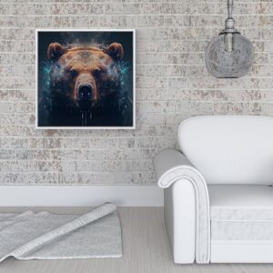 WRT Ltd Brown Bear Face Splashart Framed Canvas - 16" x 16" - White WRT Ltd Brown Bear Face Splashart Framed Canvas - 16" x 16" - White