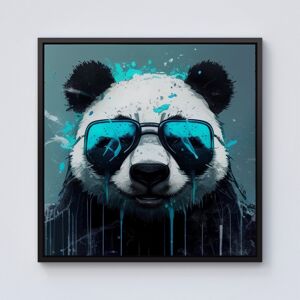WRT Ltd Panda With Blue Glasses Splashart Framed Canvas - 10" x 10" - Black WRT Ltd Panda With Blue Glasses Splashart Framed Canvas - 10" x 10" - Black
