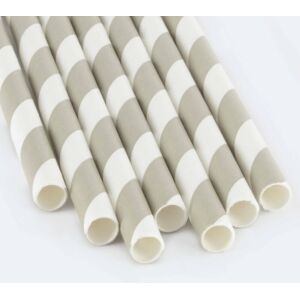 XS-Stock.com Ltd 250 Eco Friendly Recyclable Paper Straws Bright Colours - Stripe Grey XS-Stock.com Ltd 250 Eco Friendly Recyclable Paper Straws Bright Colours - Stripe Grey