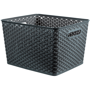 XS-Stock.com Ltd Curver My Style Dark Grey Rectangular Rattan Effect Storage Basket - Large (18L) XS-Stock.com Ltd Curver My Style Dark Grey Rectangular Rattan Effect Storage Basket - Large (18L)