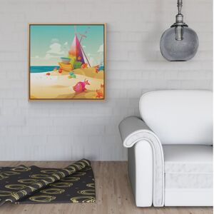 WRT Ltd Fish On A Beach Holiday Framed Canvas - 30" x 30" - White WRT Ltd Fish On A Beach Holiday Framed Canvas - 30" x 30" - White