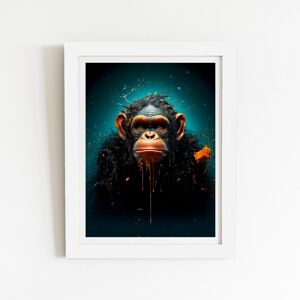 WRT Ltd Monkey Face Splashart Blue Art Prints - 20" x 30" - Black frame WRT Ltd Monkey Face Splashart Blue Art Prints - 20" x 30" - Black frame