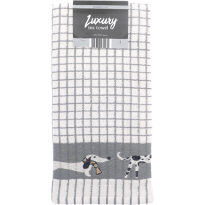XS-Stock.com Ltd Luxury Jacquard Dogs Border Kitchen Dish Drying Tea Towel Grey Check XS-Stock.com Ltd Luxury Jacquard Dogs Border Kitchen Dish Drying Tea Towel Grey Check