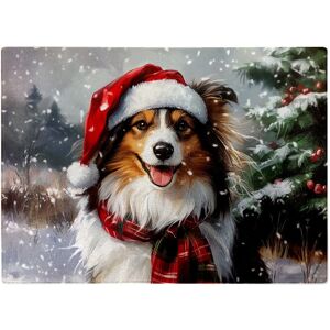 WRT Ltd Snowy Christmas Shetland Sheepdog Glass Chopping Board WRT Ltd Snowy Christmas Shetland Sheepdog Glass Chopping Board
