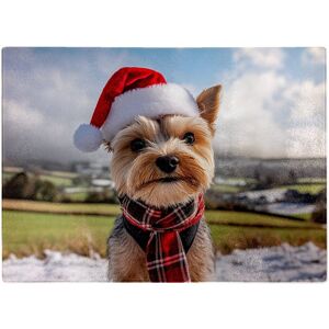 WRT Ltd Snowy Christmas Yorkshire Terrier Glass Chopping Board WRT Ltd Snowy Christmas Yorkshire Terrier Glass Chopping Board