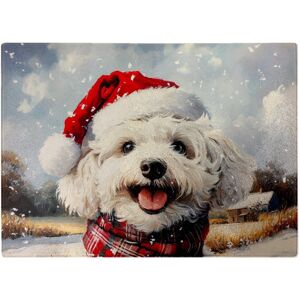 WRT Ltd Christmas Bischon Frise Glass Chopping Board WRT Ltd Christmas Bischon Frise Glass Chopping Board