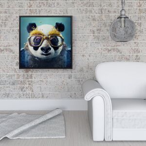 WRT Ltd Panda With Golden Glasses Splashart Framed Canvas - 16" x 16" - Black WRT Ltd Panda With Golden Glasses Splashart Framed Canvas - 16" x 16" - Black
