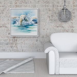 WRT Ltd Hunting Polar Bear Watercolour Framed Canvas - 16" x 16" - White WRT Ltd Hunting Polar Bear Watercolour Framed Canvas - 16" x 16" - White