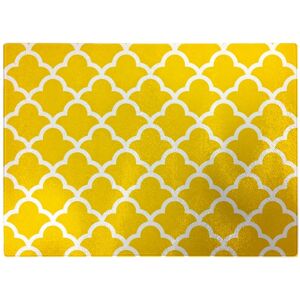 WRT Ltd Geometric Yellow Quatrefoil Wave Glass Chopping Board WRT Ltd Geometric Yellow Quatrefoil Wave Glass Chopping Board
