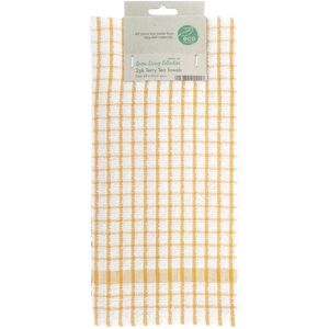 XS-Stock.com Ltd Pack Of 2 Eco Friendly Terry Tea Towels Checked Drying Cloths - Yellow XS-Stock.com Ltd Pack Of 2 Eco Friendly Terry Tea Towels Checked Drying Cloths - Yellow