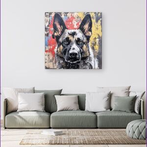 WRT Ltd Banksy Inspired German Shepherd Canvas - Extra Large 40" x 40" WRT Ltd Banksy Inspired German Shepherd Canvas - Extra Large 40" x 40"