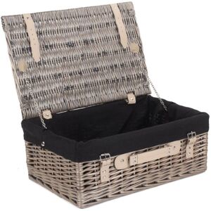 Red Hamper 46cm Antique Wash Wicker Picnic Basket with Cotton Lining - Black Red Hamper 46cm Antique Wash Wicker Picnic Basket with Cotton Lining - Black