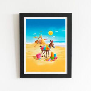WRT Ltd Donkey On A Beach Holiday Art Prints - 8" x 10" - Black frame WRT Ltd Donkey On A Beach Holiday Art Prints - 8" x 10" - Black frame