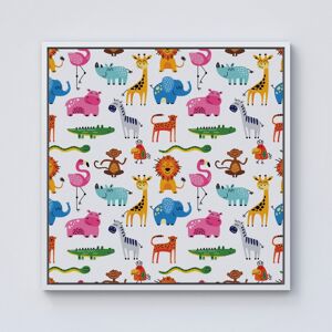 WRT Ltd Hand Drawn Cartoon Animals Framed Canvas - 10" x 10" - White WRT Ltd Hand Drawn Cartoon Animals Framed Canvas - 10" x 10" - White